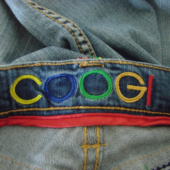 Vintage Y2K Coogi Jean Shorts Bermuda Distressed Colourful Pride Rainbow 7 8 - Picture 3 of 16